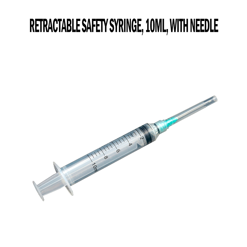 Retractable safety syringe, 10ml, with needle