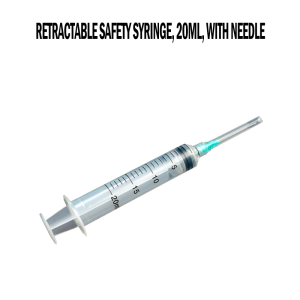 Retractable safety syringe 20ml with fixed needle