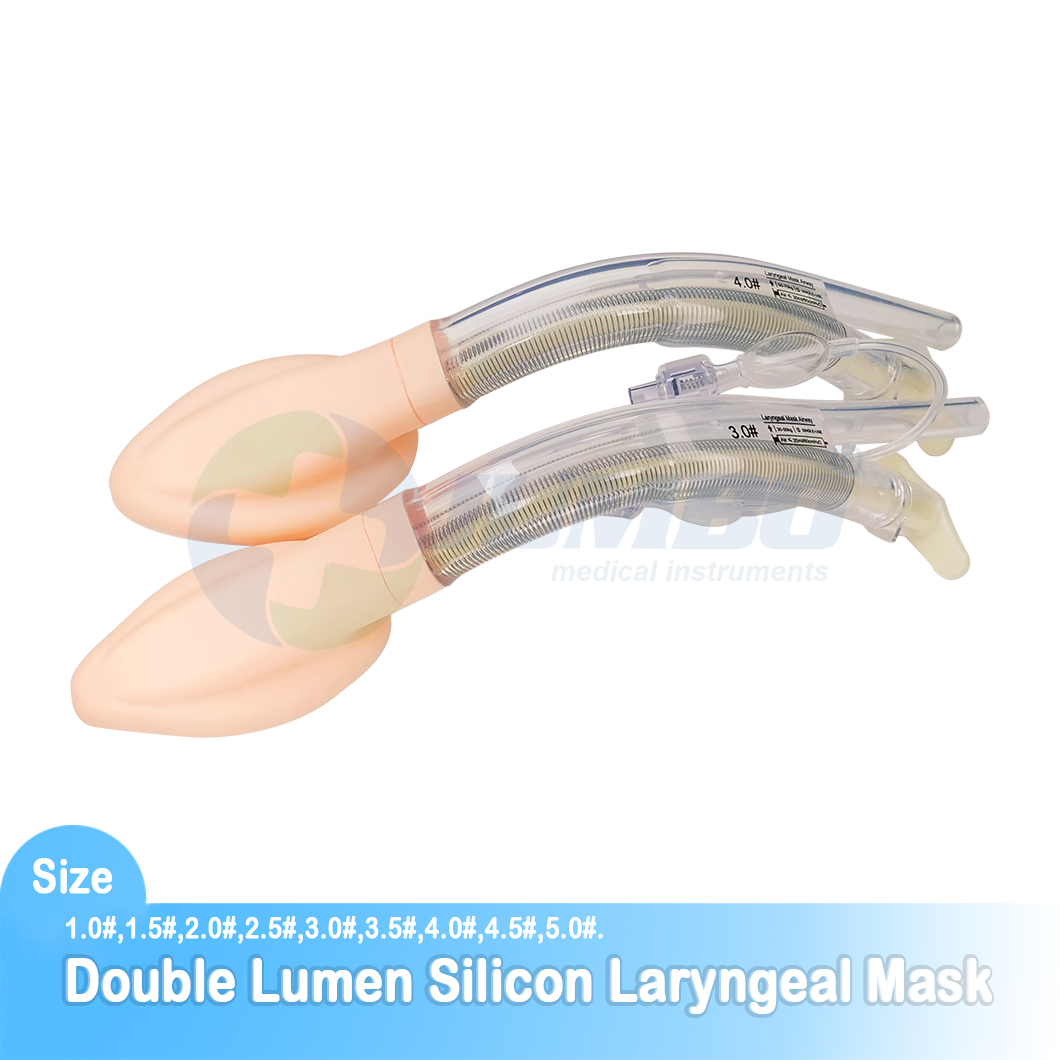 Medicinsk silikoneforstærket dobbeltlumen larynxmaske størrelse 4.0
