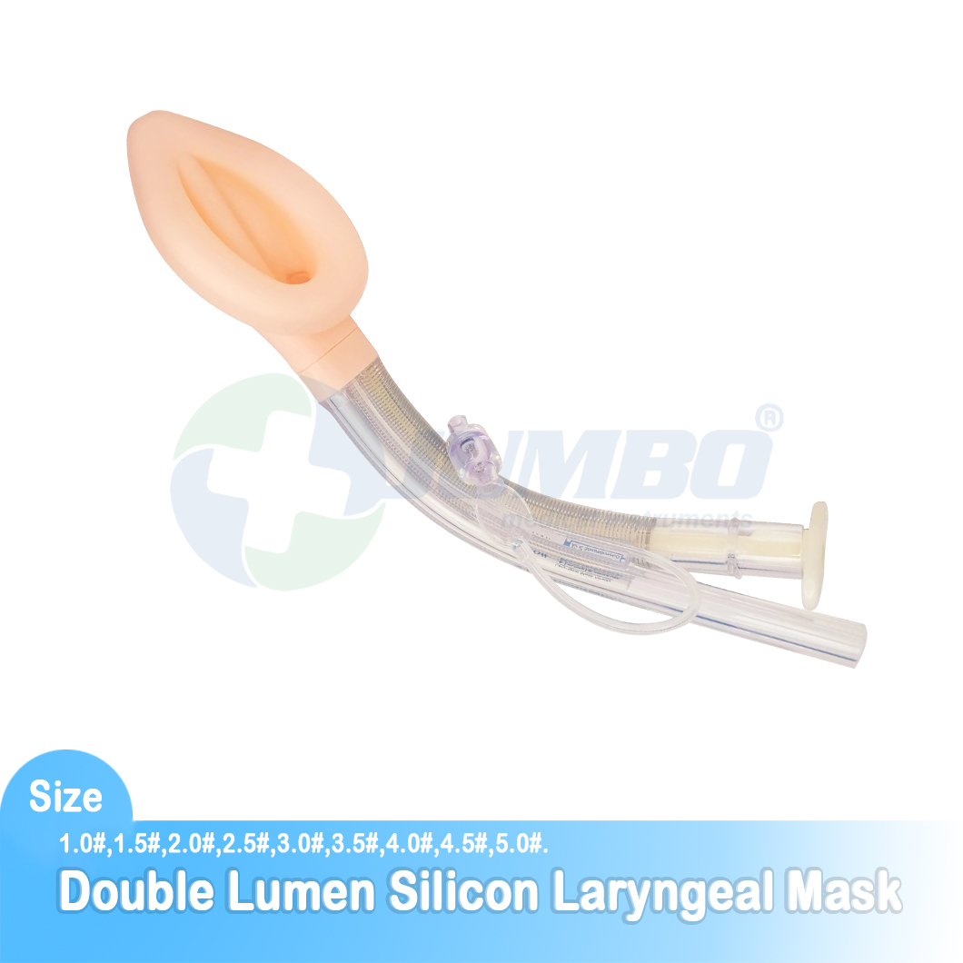 Jednorazová vystužená silikónová laryngeálna maska ​​na dýchacie cesty s dvojitým lúmenom