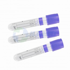 Tabung Koleksi Darah K2 K3 EDTA medis nganggo tutup ungu