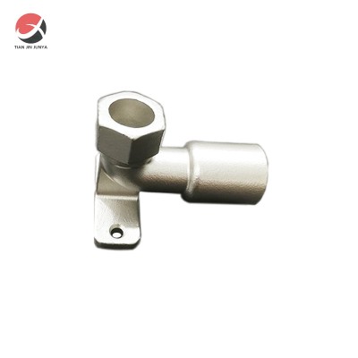 OEM Customized Stainless Steel Investment Casting/Lost Wax Casting Duckfoot Bend with 2-Hole Fastening Gasket Hex Thread by Round Socket End