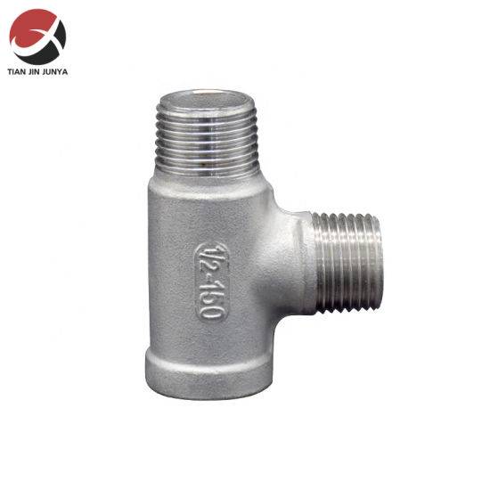 Junya Precision Casting Female Male Thread Casting Pipe Fitting Connector Stainless Steel 3 Way Elbow Tee Plumbing HDPE Copper Bathroom Pipe Fitting