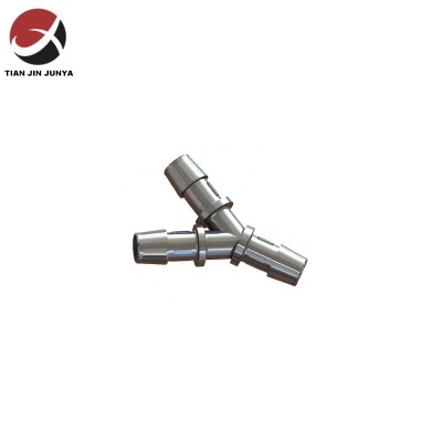 OEM Precision Investment Lost Wax Casting Stainless Steel Customized according to your drawings Barbed Y Connector 316L Stainless Steel 3/8 in Barb Size Silver