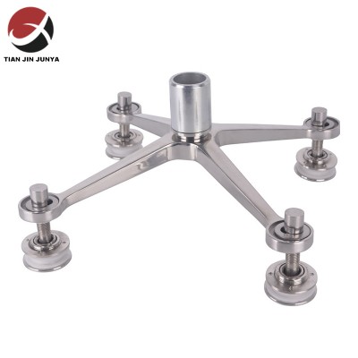 Junya Casting Glass Curtain Spider Fitting OEM cutomized 2/3/4 way 4 curved arms connecting structural column glass panel