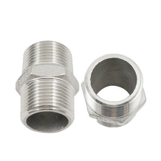 3/8" Stainless Steel Hex Nipple Forged Pipe Fittings / High Pressure Male Thread Connectors