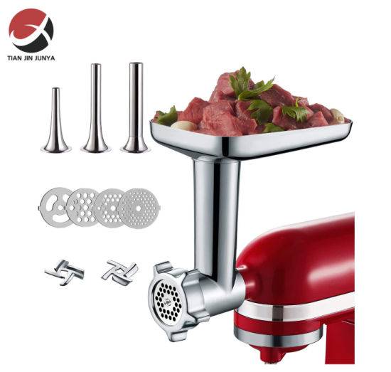 Junya Metal Food Grinder Attachments for Kitchenaid Stand Mixers, Included 3 Sausage Stuffer Tubes, 2 Grinding Blades, 4 Grinding Plates, Durable Meat Grinder