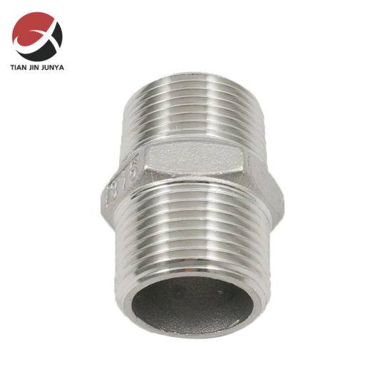 SS304 Different Size 1/4" to 4" NPT/Bsp Male Thread Stainless Steel 316/316L Investment Casting Pipe Fittings Hex Equal Nipple Hexagon Adapter Nipple