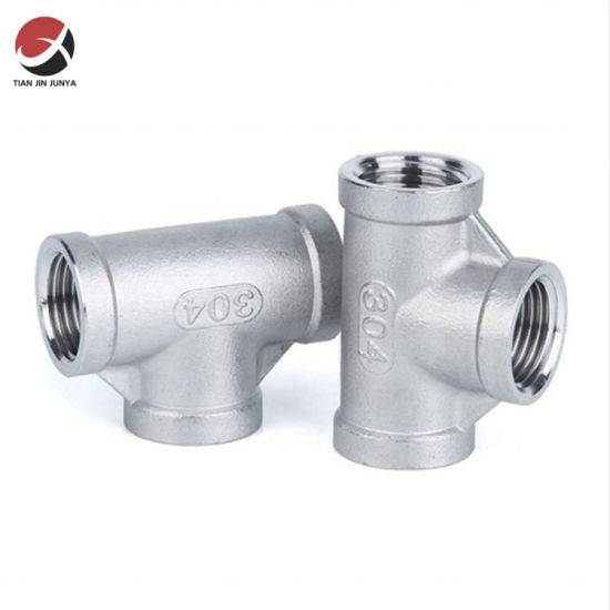 Hot Sale DN15 Female Thread Bsp/NPT Pipe Fitting Three Way Stainless Steel 304/316 Cross Type Coupling Pipe Connector Tee