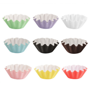 Flower wave shape greaseproof coated cupcake wraps muffin liners baking cup for Birthday Party Baby Shower