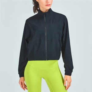 Iron-free Sports Jacket High Collar Close-lock Zipper Casual Loose Breathable Fitness Clothing