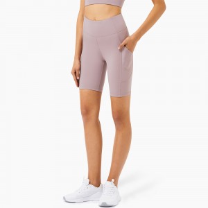 High-strength Sports Fitness Pants Female High-waisted Peach Hip Yoga Pants Pocket Five-point Shorts