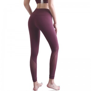 Nouveau Maille couture pantalons de Yoga taille haute pêche hanche femmes Leggings de sport