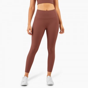 Novas calças de fitness esportivas nuas com nervuras de cintura alta pêssego quadris e abdômen calças de yoga femininas