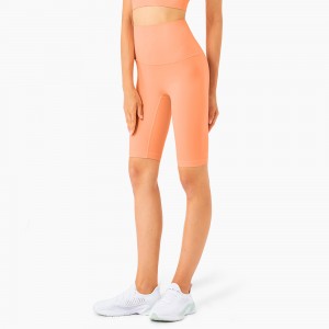 Ora ana T-line Nyenyet Lima-titik Nude Yoga Celana Anyar Warna Peach Hip Fitness High Waist Yoga Shorts