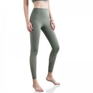 Új hálós varrással jóga nadrág magas derekú barack csípő női sport leggings