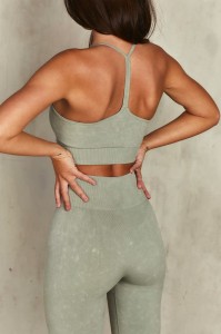 Women 2 Pieces Gym Fitness Sets Sports seamless Yoga Set high waist leggings