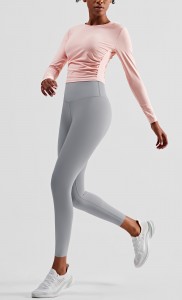 lulu plisované fitness Nahé oblečenie na jogu dámske vysokoelastické priliehavé vysoké rukávy na jogu top factory