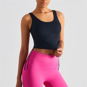 New Yoga running Tannk Crop tops reggiseno fitness sport laterale con cordoncino per donna Abbigliamento attivo