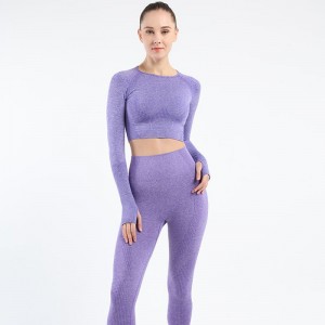 Yoga Folláine mórdhíola atá leagtha 5Pcs High Waist Seamless Legging 5 píosa Suit Women Fitness