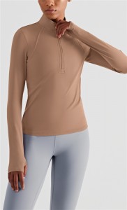 lulu rahat çıplak yoga kıyafeti ceket üst balıkçı yaka yarım zip spor ceket kadın spor giyim üreticisi