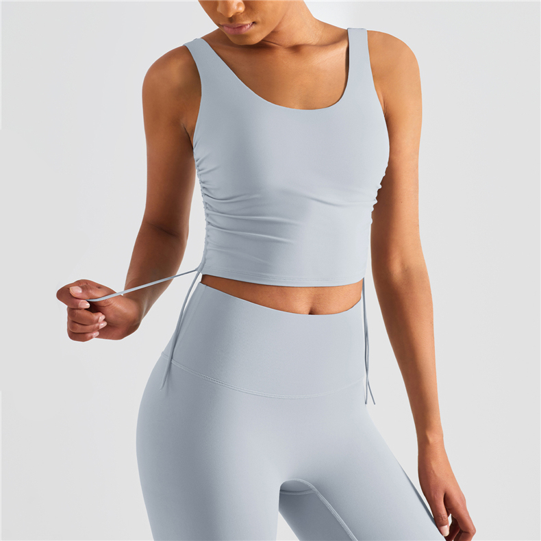 Factory Free sample Sports Bra Leggings Set - New Yoga running Tannk Crop tops drawstring side sport fitness bra for woman Active wear – JWCOR