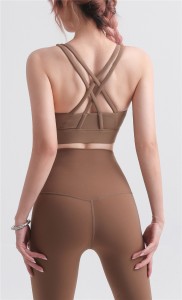 ເສື້ອຢືດຊັ້ນໃນໂຍຜະລິດ zipper ຄຸນະພາບ LULU cross beauty back sports underwear ແມ່ຍິງ shockproof