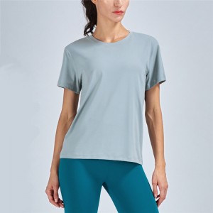New Light Nude Feeling Yoga Clothing Short-sleeved Mesh Splicing Casual Sports Top Short-sleeved T-shirt