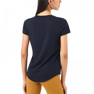 પ્રિન્ટેડ યોગા કપડાં લૂઝ હેજિંગ હાઇ-ઇલાસ્ટીક કેઝ્યુઅલ સ્પોર્ટ્સ ટોપ શોર્ટ-સ્લીવ ટી-શર્ટ