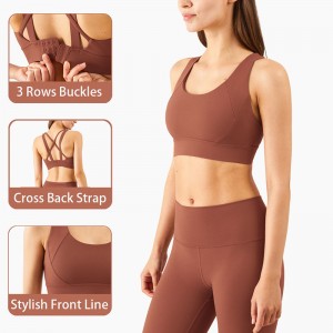 The New High-intensity Fixed Chest Pad Buckle Sports Bra Fitness Underwear