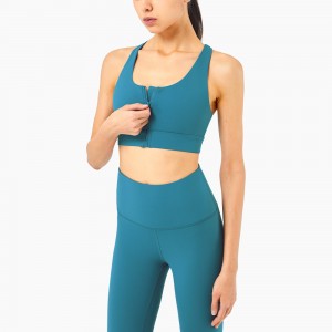 I-YKK Zipper Sports Bra High-intensity Beauty Back Shock Absorption Running Fitness Sports Underwear