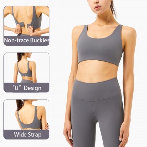 New High Support Seamless Buckle Sports Bra Beauty Back Gather Fitness Underwear