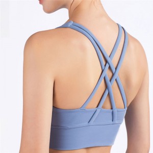 Good Quality Soft Padded Women Gym Sexy Backless Cross Back Yoga Top Sports Bras