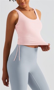 យូហ្គាថ្មីដែលកំពុងរត់ Tannk Crop tops drawstring sport side fitness bra for women Active wear