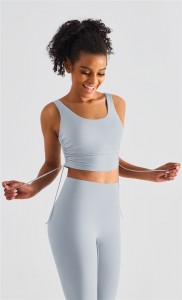 Nuevo Yoga correr Tannk Crop tops cordón lateral deporte fitness sujetador para mujer ropa activa