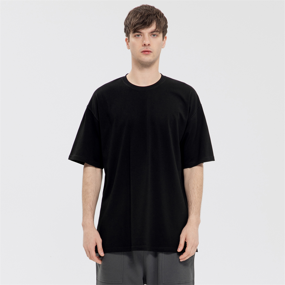 US Size 180gsm 100% Cotton High Quality Custom Logo Plain T Shirt Drop Shoulder Oversized Plus Size Men’s T-shirts