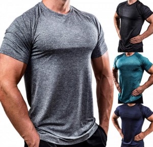 Solid Color Mens Muscle Curve Short Sleeve T-shirt Workout GYM Outfit Tops T Shirts