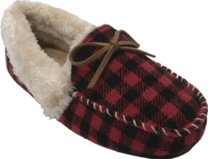 Ladies Buffola Plaid Check with Fur Moccasins Slippers Indoor and Outdoor – GF2645