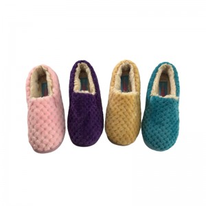 Zapatillas de interior de forro polar coralino para mujer Mocasines E9F