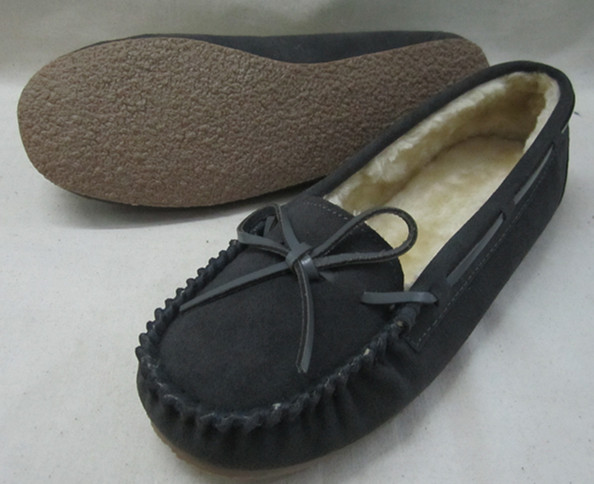 Womens Ladies Cowsuede Leather Moccasins Slippers Indoor and Outdoor – FGF16008 Featured Image