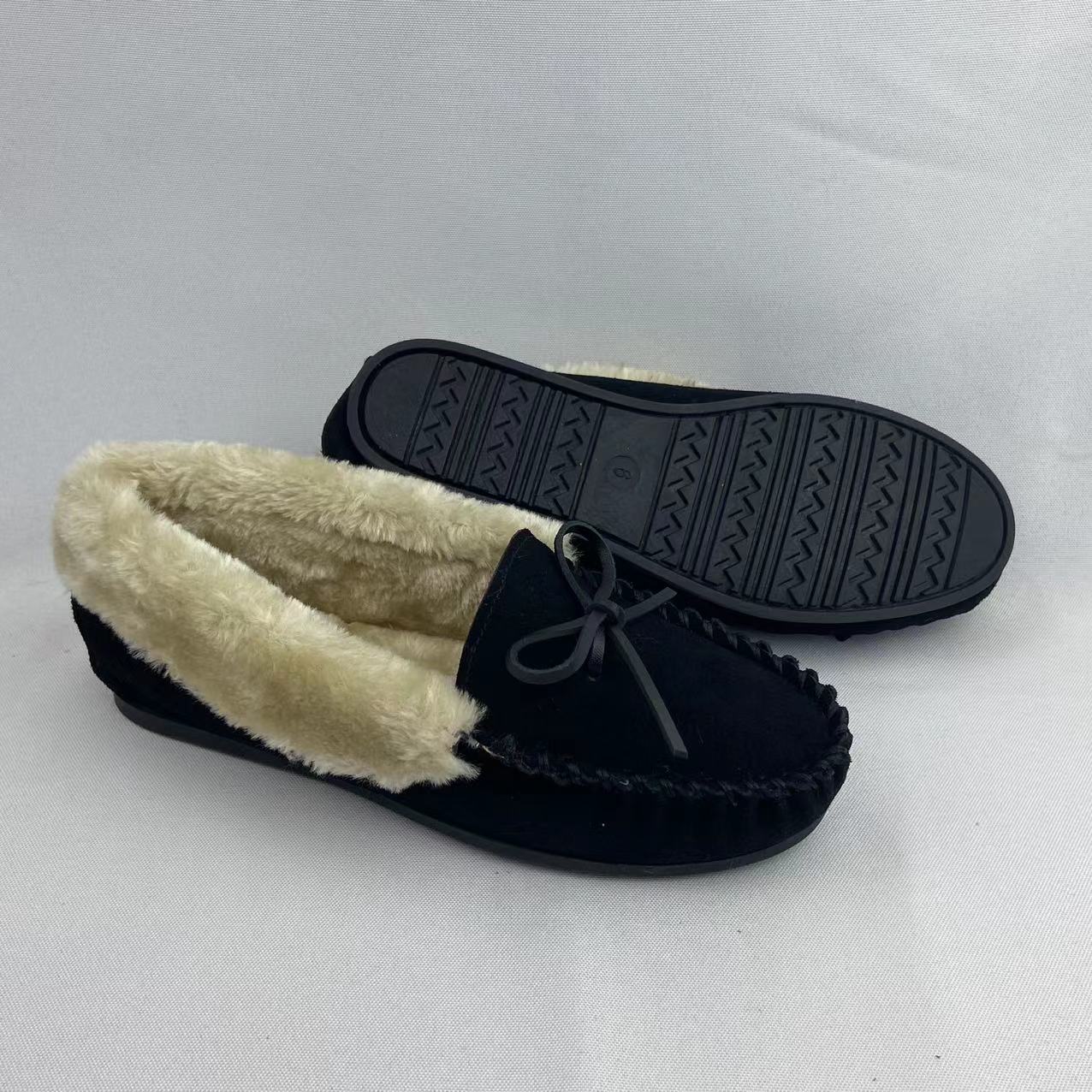 Ladies Cowsuede with Fur Moccasins Slippers Indoor and Outdoor – SANDERSON Featured Image