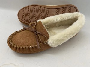 Ladies Cowsuede with Fur Moccasins Slippers Indoor and Outdoor – SANDERSON