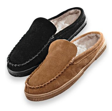 Men’s Cowsuede Scuff Slippers Comfort House Shoes Fuzzy Slip On Indoor Outdoor Featured Image