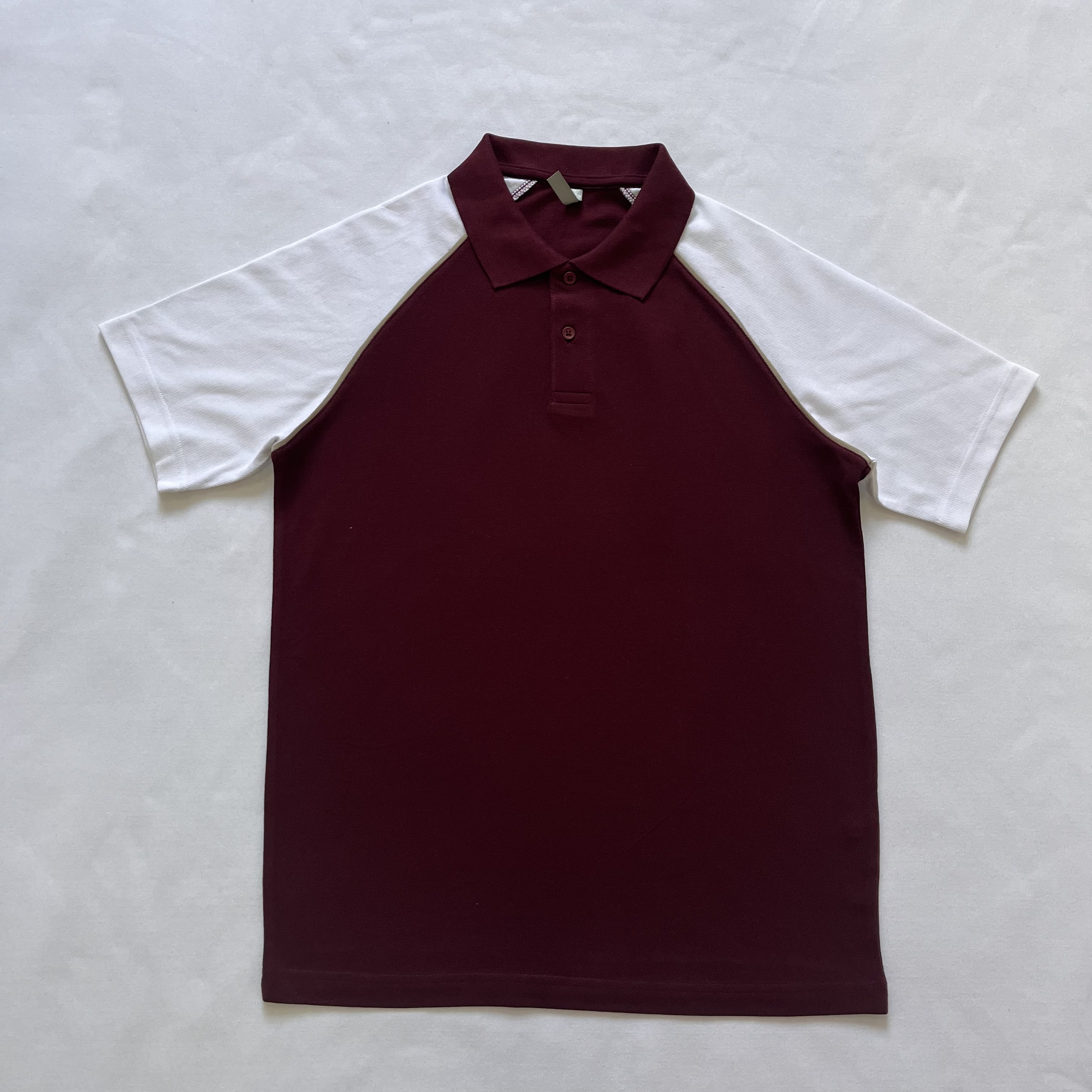 wholesale raglan sleeve two colors school uniform custom polo shirt manufacturer