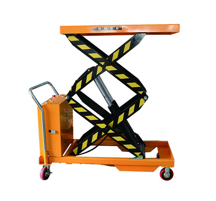 Semi Electric Scissor Lift Tables Mobile Small Hydraulic Lifting Platform Trolley Caden