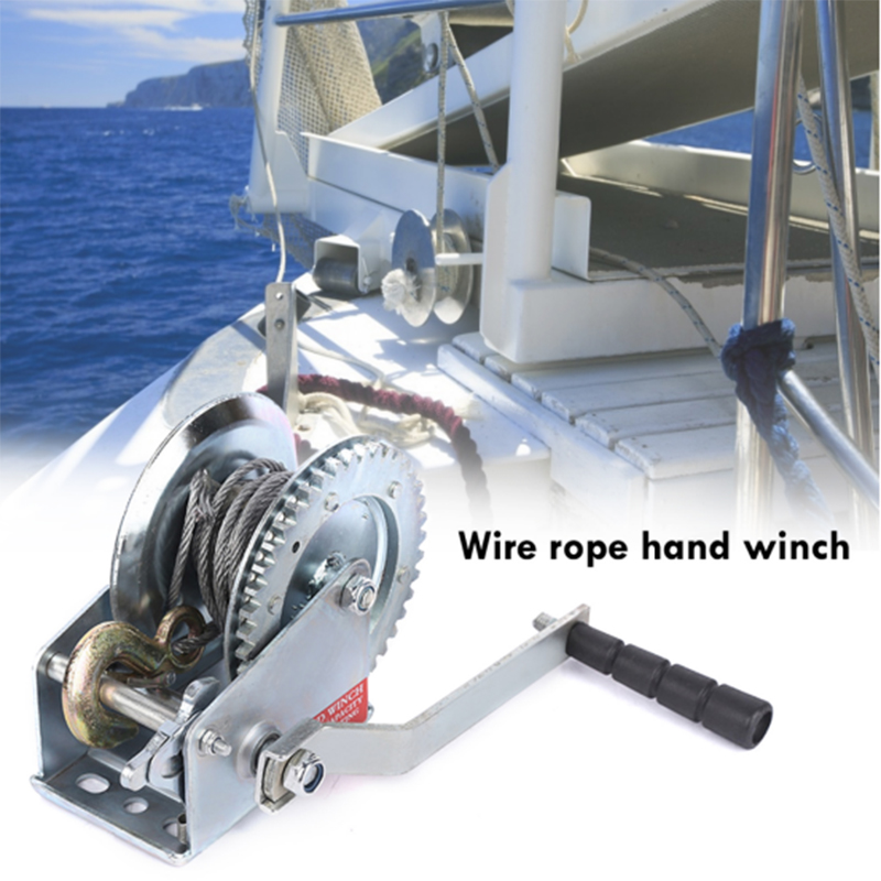 2000lbs Portable Wire Rope Pulling Winch Boat Trailer Winch Cable