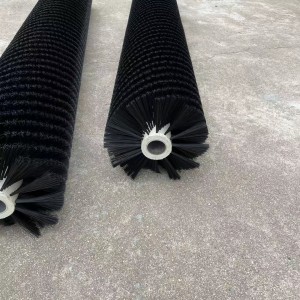 Hot sale black nylon Spiral brush with stainless steel shaft for cleaning Solar photovoltaic panel
