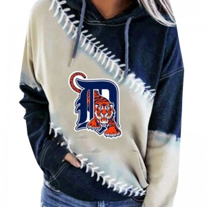 Women’s Casual Hooded Pullover Sweatshirt With Baseball Team Printed