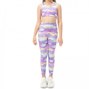 Girls’ Tie Dye Athletic Sports Tank Tops and Leggings Kids Running Yoga Workout Outfits