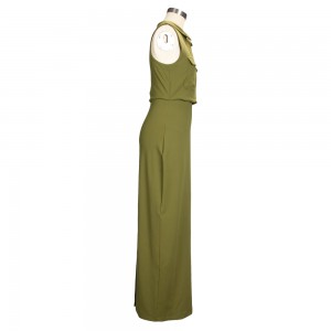 Green Sleeveless Long Dress With Pocket